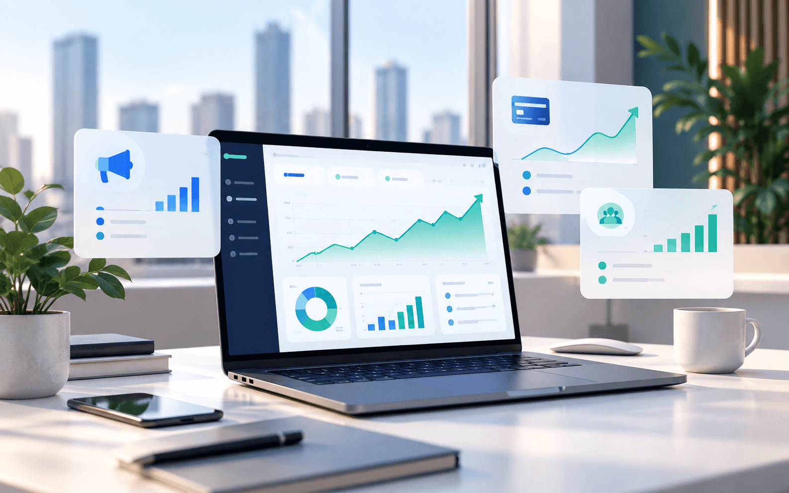 Dashboard showing growth, payments, and recurring revenue